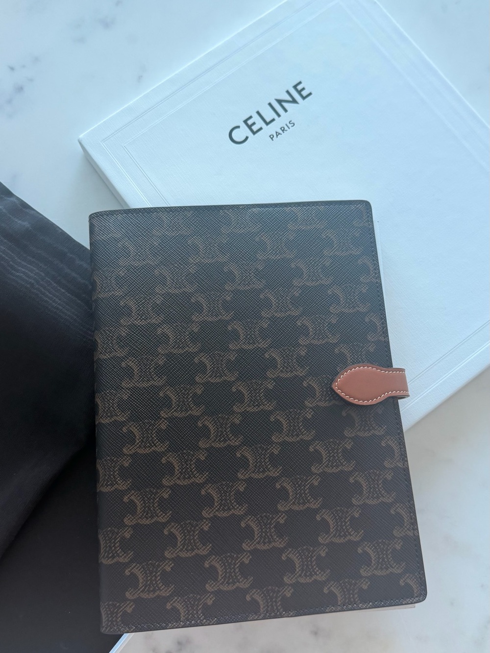 Celine Medium Triomphe Canvas & Calfskin Notebook Cover + Notebook